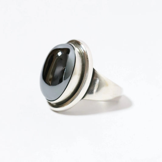 SOLD OUT: Vintage Georg Jensen Jewelry | Harald Nielsen Hematite Ring 46A Denmark (US 5 3/4) - Carmel Fine Silver Jewelry