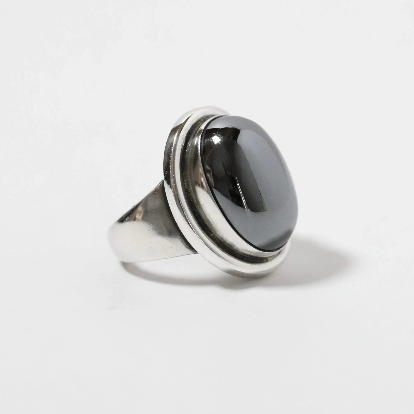 SOLD OUT: Vintage Georg Jensen Jewelry | Harald Nielsen Hematite Ring 46A Denmark (US 5 3/4) - Carmel Fine Silver Jewelry