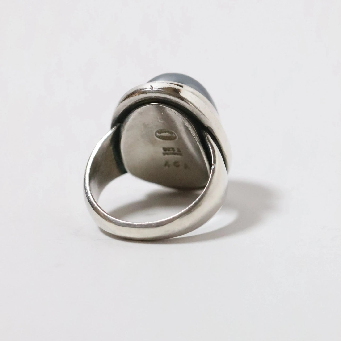SOLD OUT: Vintage Georg Jensen Jewelry | Harald Nielsen Hematite Ring 46A Denmark (US 5 3/4) - Carmel Fine Silver Jewelry
