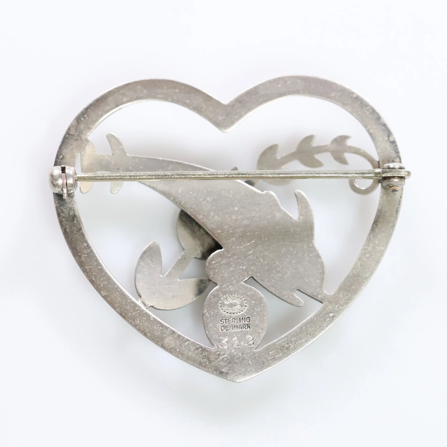 SOLD OUT: Vintage Georg Jensen Jewelry | Heart and Dolphin Brooch 312 - Carmel Fine Silver Jewelry