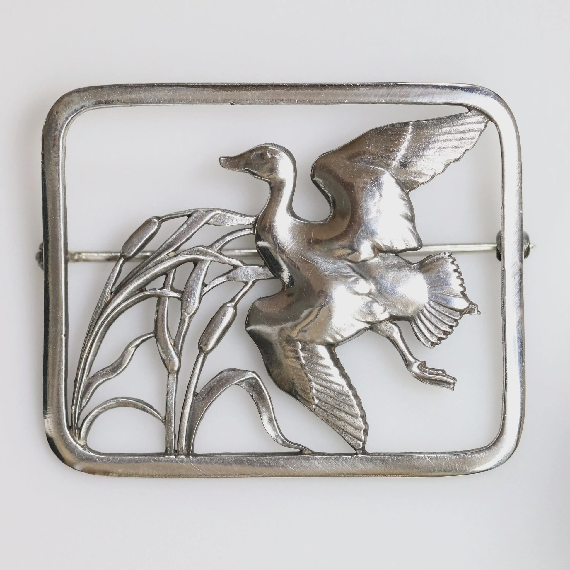 SOLD OUT: Vintage Georg Jensen Jewelry | Hugo Liisberg Flying Duck Brooch 300 Denmark - Carmel Fine Silver Jewelry