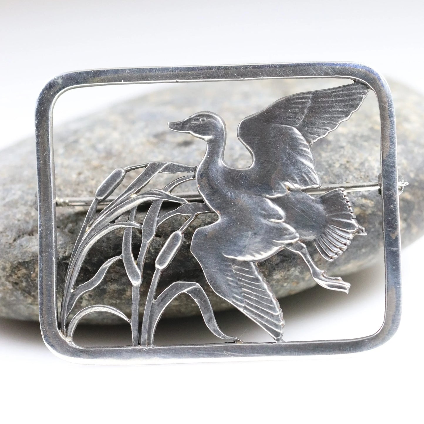 SOLD OUT: Vintage Georg Jensen Jewelry | Hugo Liisberg Flying Duck Brooch 300 Denmark - Carmel Fine Silver Jewelry