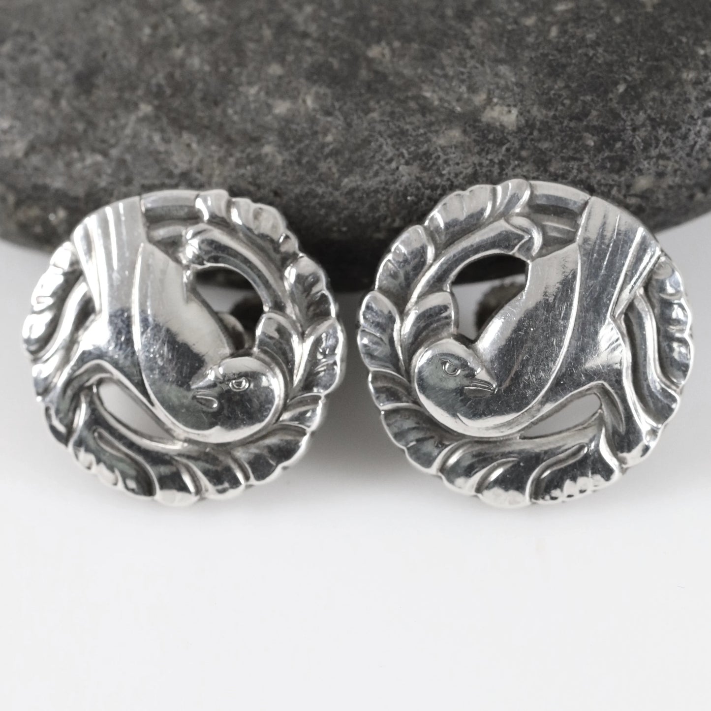 SOLD OUT: Vintage Georg Jensen Jewelry | Kristian Mohl-Hansen Dove Earrings 66 Denmark - Carmel Fine Silver Jewelry