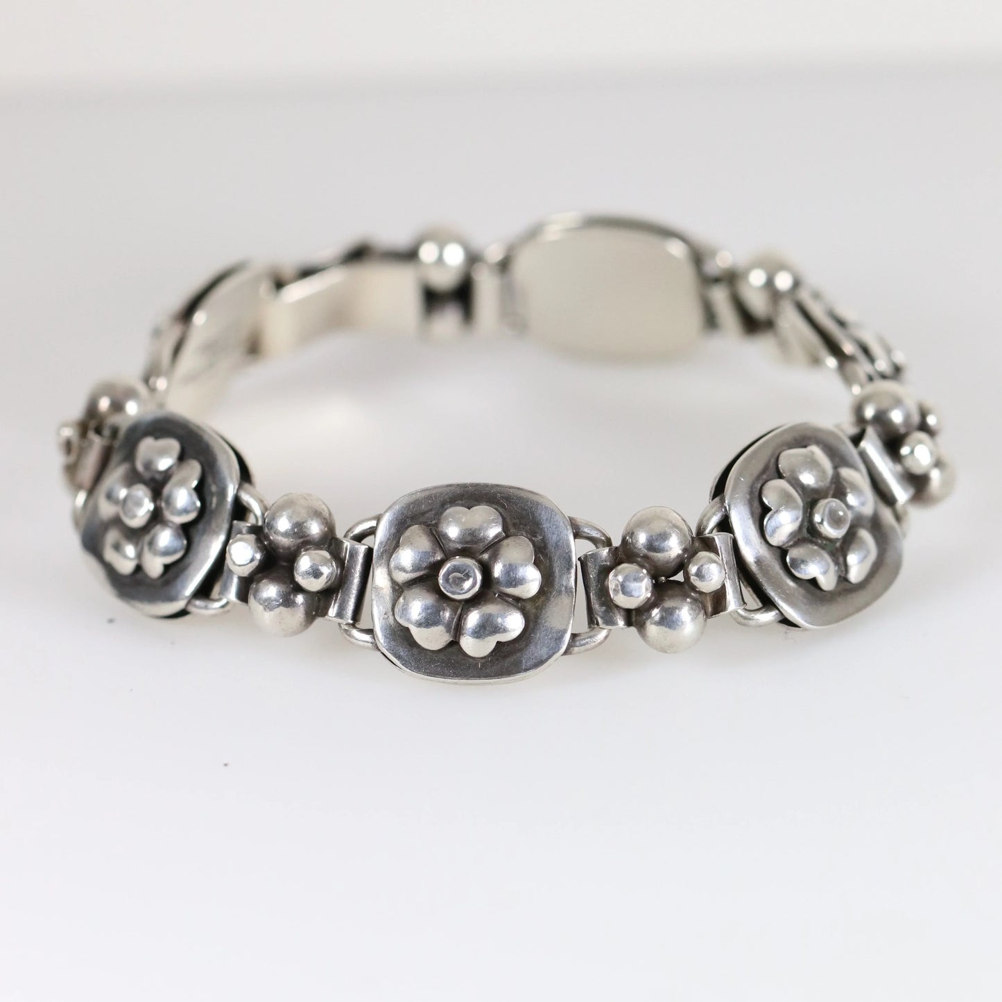 SOLD OUT: Vintage Georg Jensen Jewelry | LaPaglia Floral Bracelet Mid-Century U.S.A. - Carmel Fine Silver Jewelry