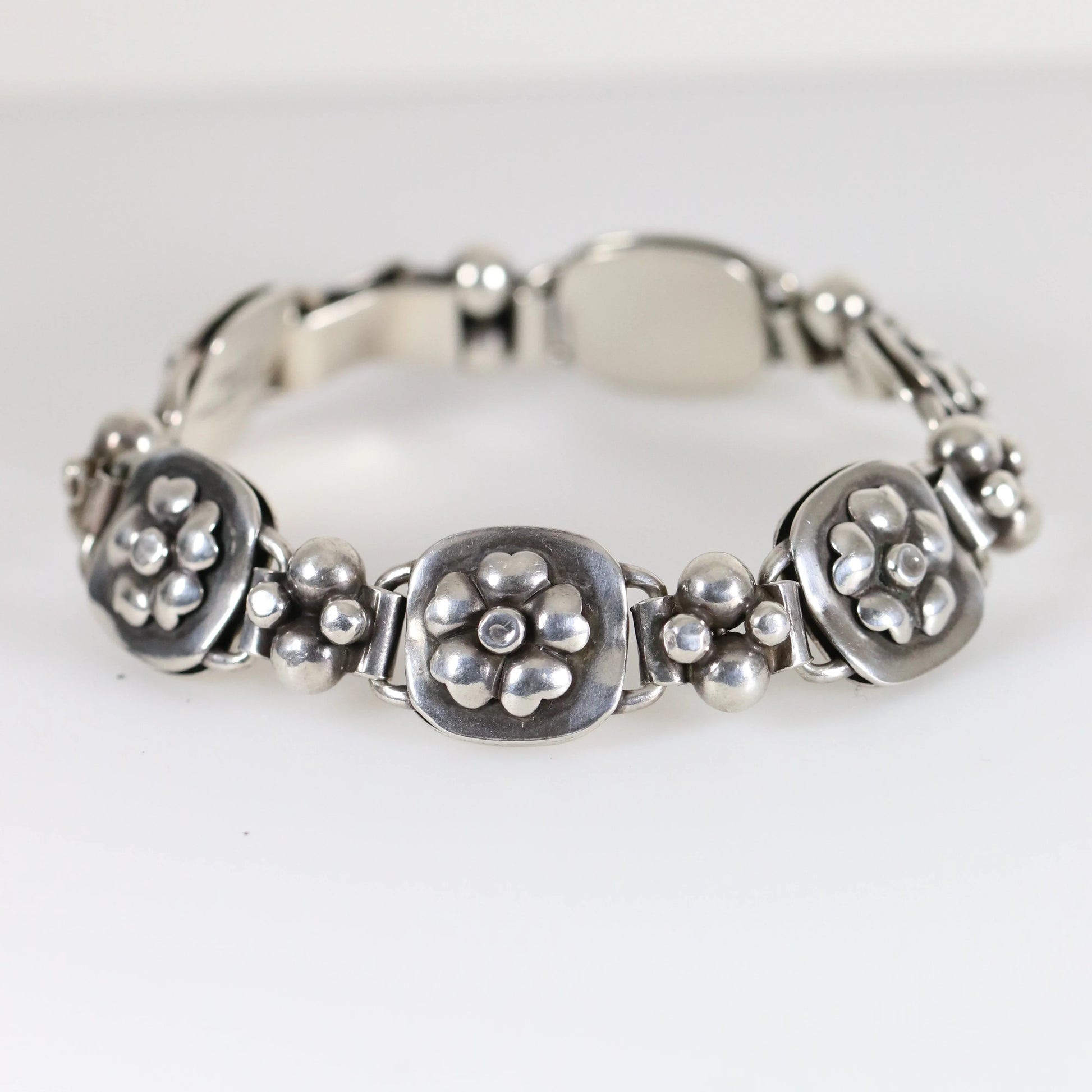 SOLD OUT: Vintage Georg Jensen Jewelry | LaPaglia Floral Bracelet Mid-Century U.S.A. - Carmel Fine Silver Jewelry