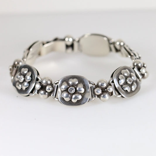 SOLD OUT: Vintage Georg Jensen Jewelry | LaPaglia Floral Bracelet Mid-Century U.S.A. - Carmel Fine Silver Jewelry