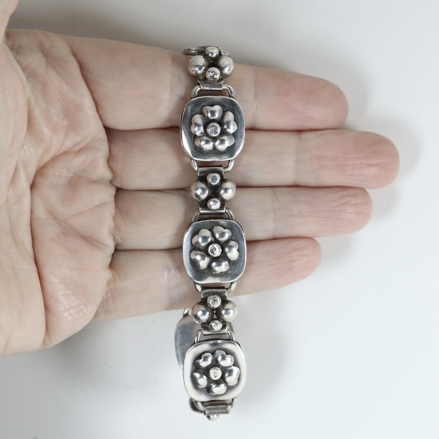 SOLD OUT: Vintage Georg Jensen Jewelry | LaPaglia Floral Bracelet Mid-Century U.S.A. - Carmel Fine Silver Jewelry