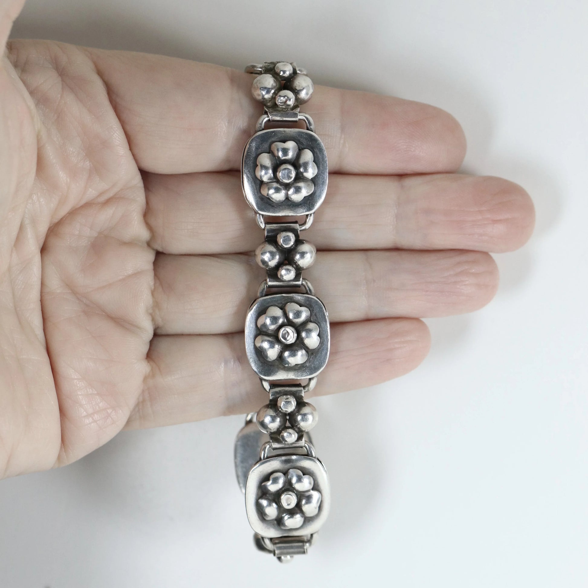 SOLD OUT: Vintage Georg Jensen Jewelry | LaPaglia Floral Bracelet Mid-Century U.S.A. - Carmel Fine Silver Jewelry