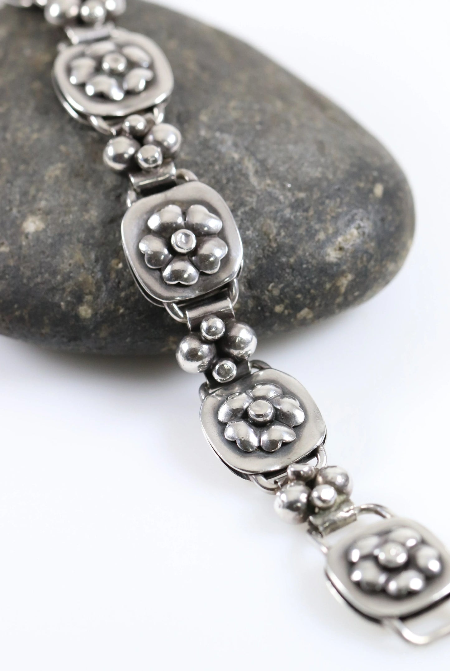 SOLD OUT: Vintage Georg Jensen Jewelry | LaPaglia Floral Bracelet Mid-Century U.S.A. - Carmel Fine Silver Jewelry