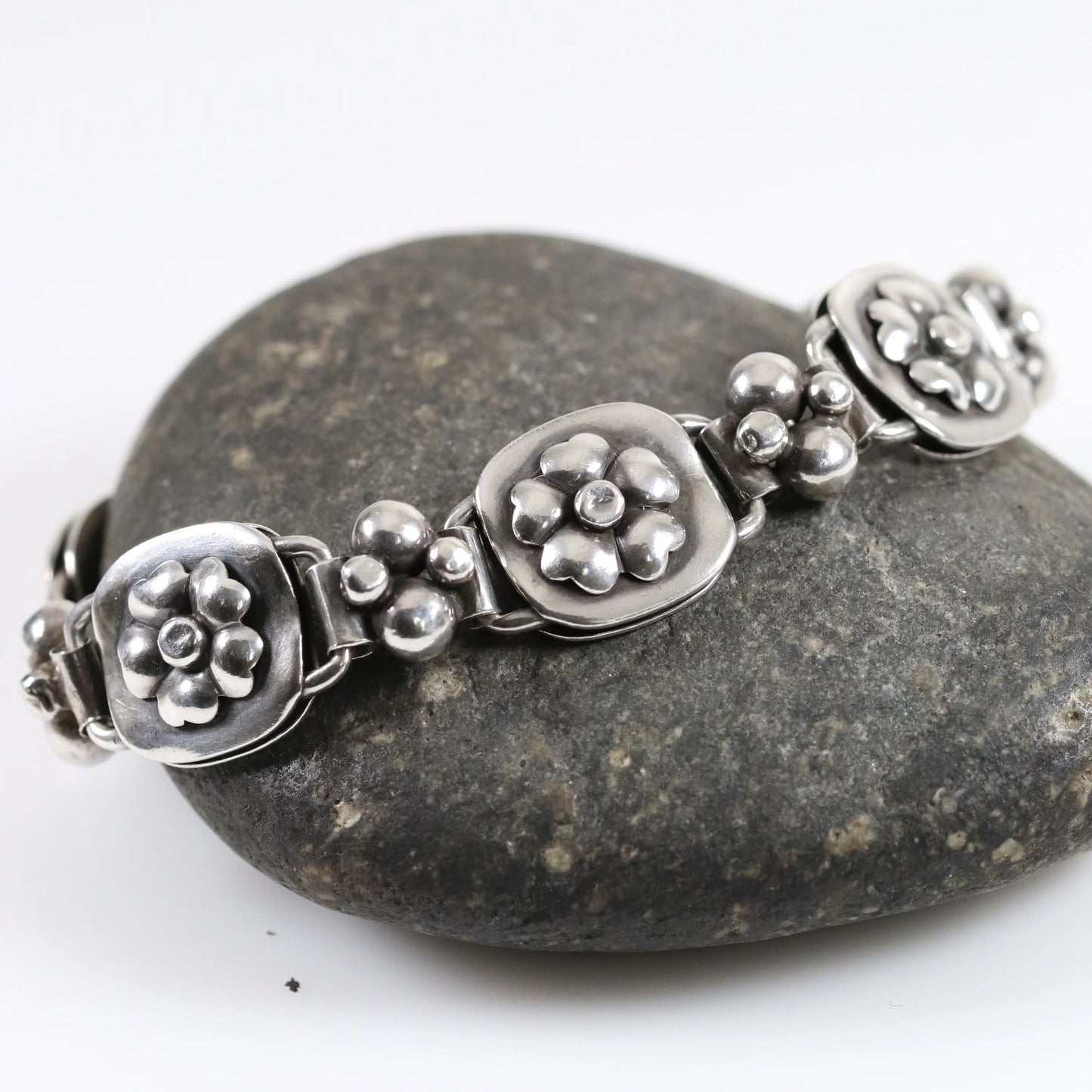 SOLD OUT: Vintage Georg Jensen Jewelry | LaPaglia Floral Bracelet Mid-Century U.S.A. - Carmel Fine Silver Jewelry