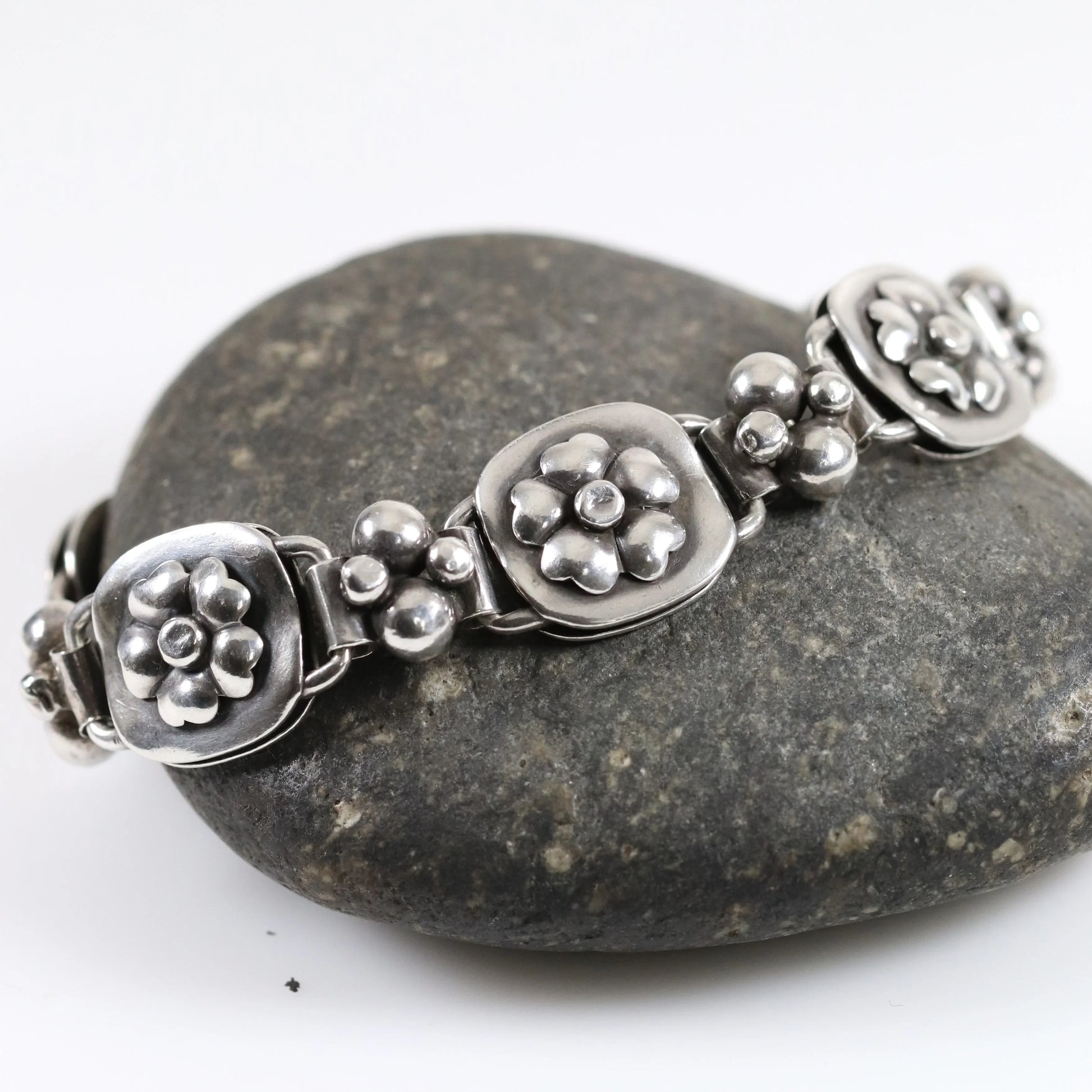 SOLD OUT: Vintage Georg Jensen Jewelry | LaPaglia Floral Bracelet Mid-Century U.S.A. - Carmel Fine Silver Jewelry