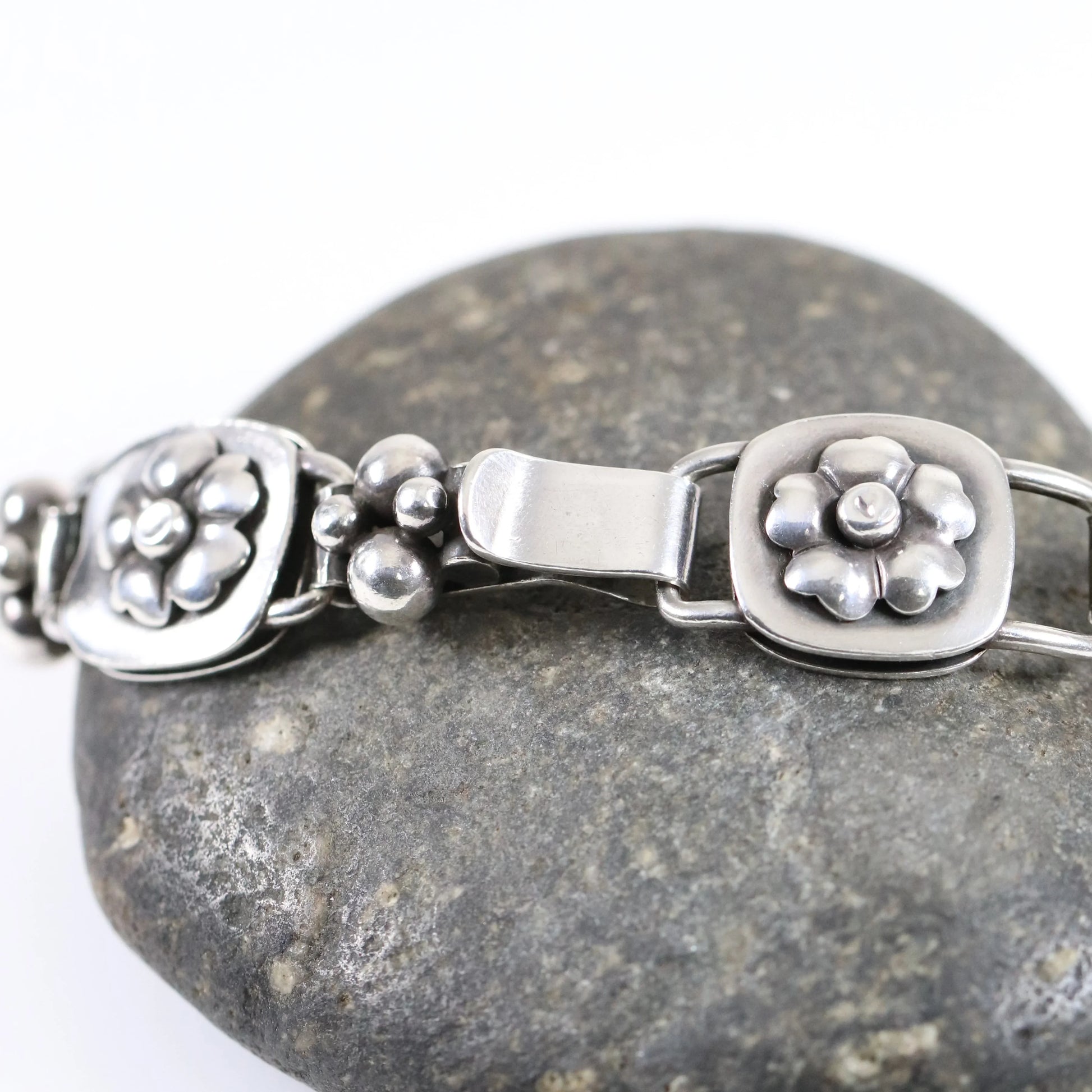 SOLD OUT: Vintage Georg Jensen Jewelry | LaPaglia Floral Bracelet Mid-Century U.S.A. - Carmel Fine Silver Jewelry