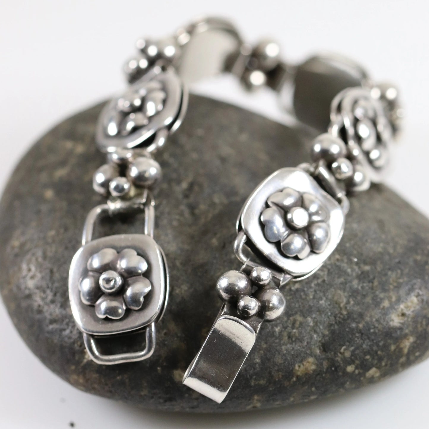 SOLD OUT: Vintage Georg Jensen Jewelry | LaPaglia Floral Bracelet Mid-Century U.S.A. - Carmel Fine Silver Jewelry