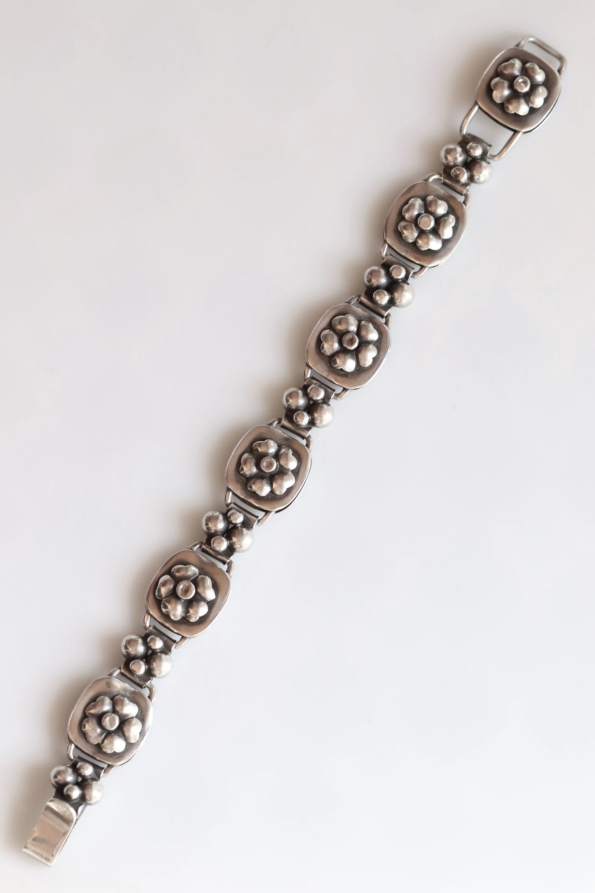 SOLD OUT: Vintage Georg Jensen Jewelry | LaPaglia Floral Bracelet Mid-Century U.S.A. - Carmel Fine Silver Jewelry