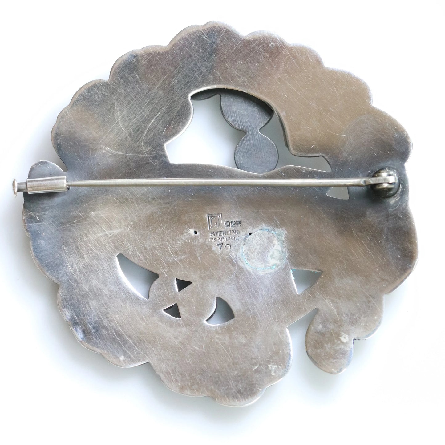 SOLD OUT: Vintage Georg Jensen Jewelry | Large Green Chrysoprase Dove Brooch 70 Denmark - Carmel Fine Silver Jewelry