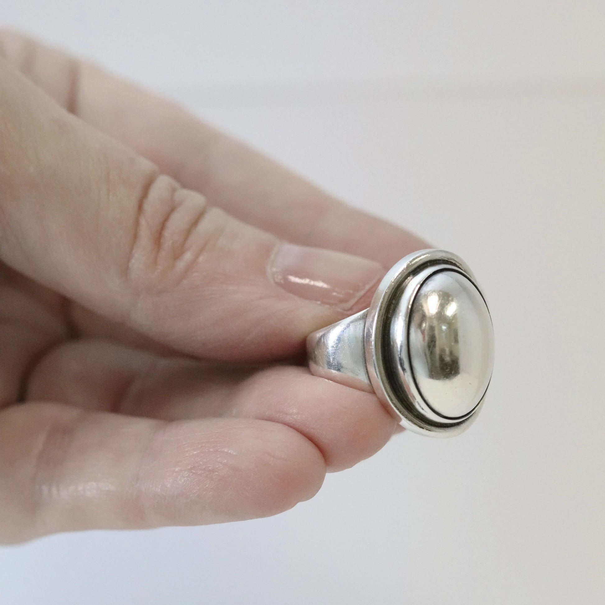 SOLD OUT: Vintage Georg Jensen Jewelry | Modernist Silver Cabochon Ring 46A - Carmel Fine Silver Jewelry