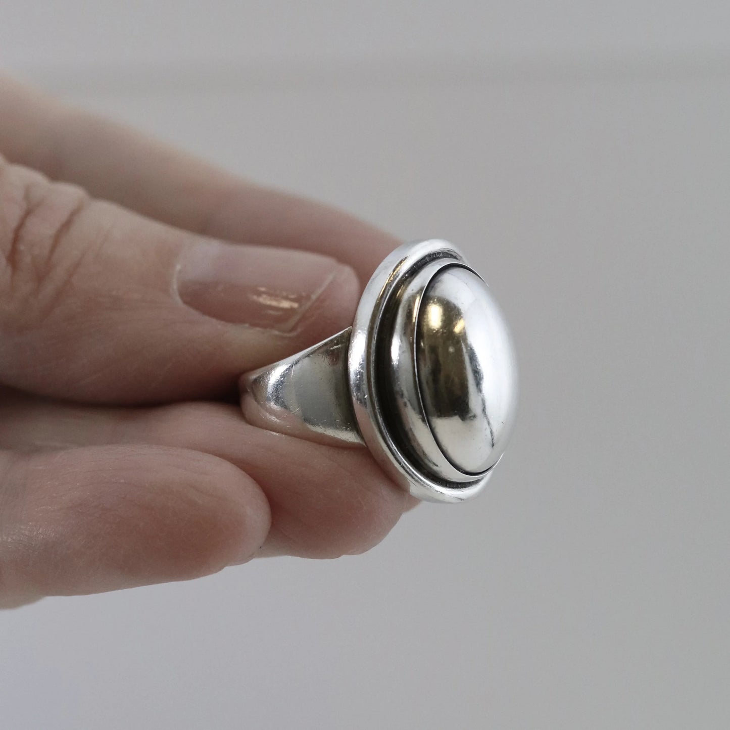 SOLD OUT: Vintage Georg Jensen Jewelry | Modernist Silver Cabochon Ring 46A - Carmel Fine Silver Jewelry