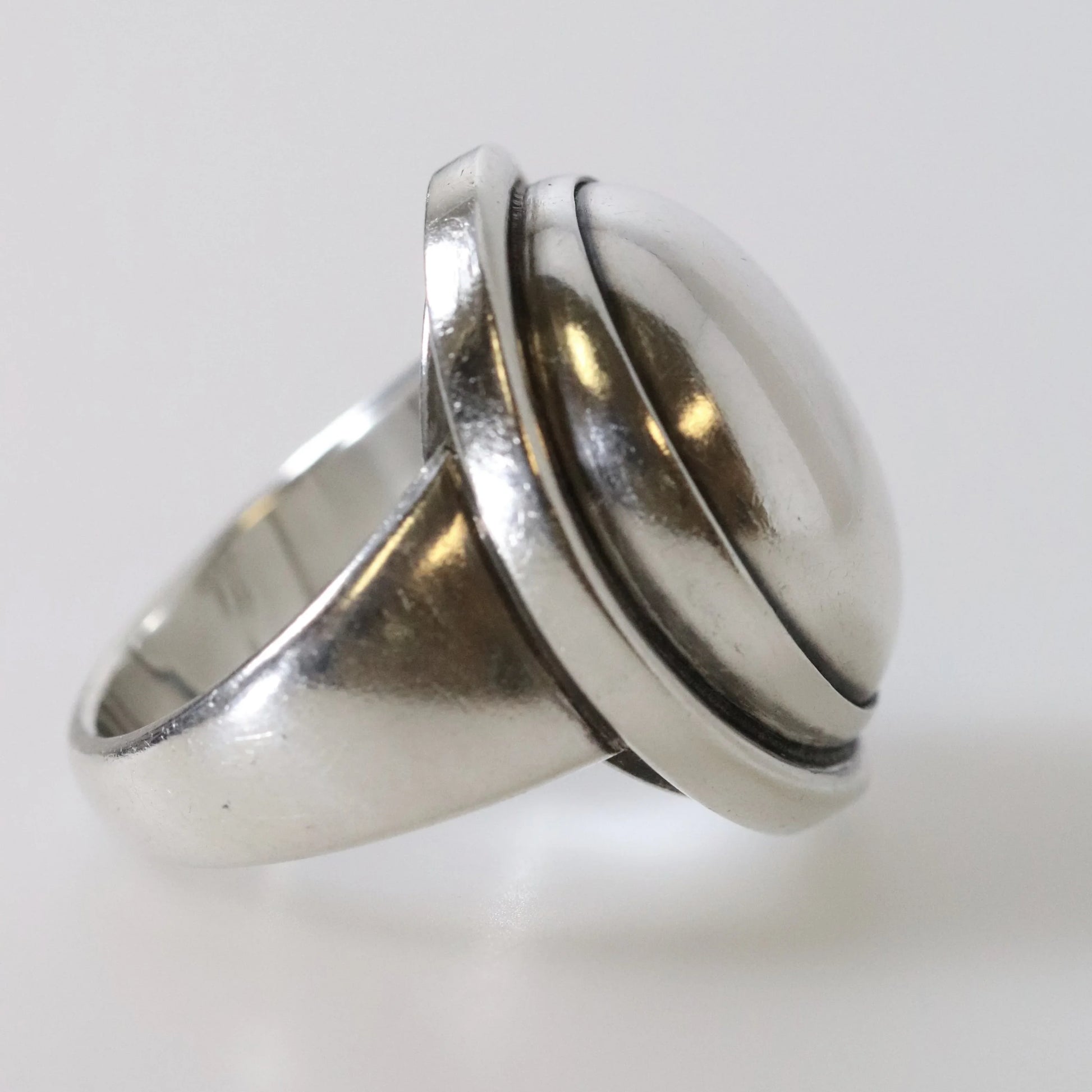 SOLD OUT: Vintage Georg Jensen Jewelry | Modernist Silver Cabochon Ring 46A - Carmel Fine Silver Jewelry