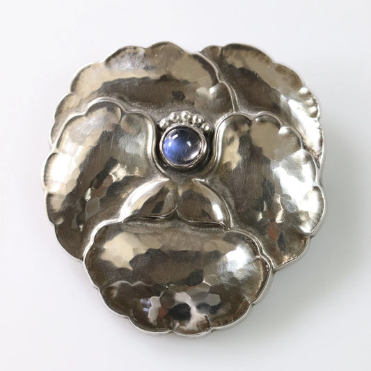 SOLD OUT: Vintage Georg Jensen Jewelry | Moonstone Pansey Brooch 113 - Carmel Fine Silver Jewelry