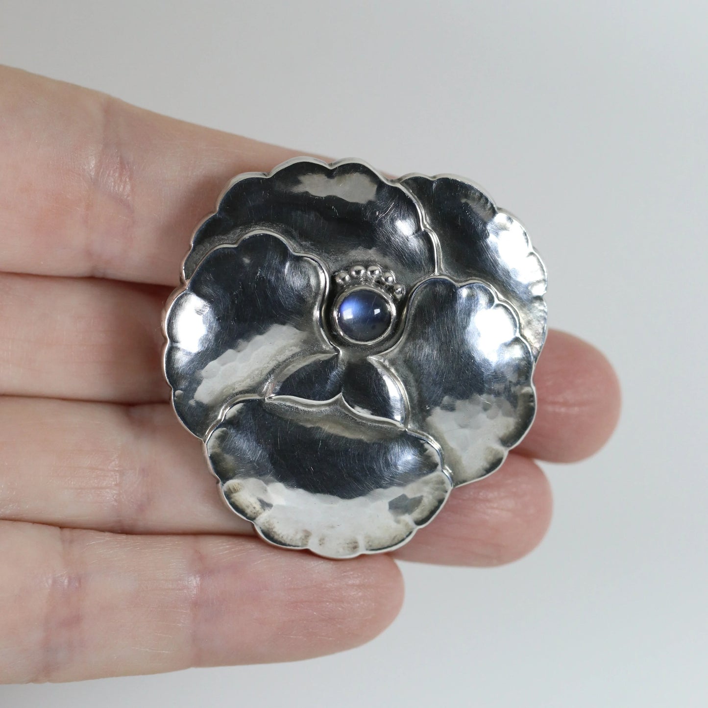 SOLD OUT: Vintage Georg Jensen Jewelry | Moonstone Pansey Brooch 113 - Carmel Fine Silver Jewelry