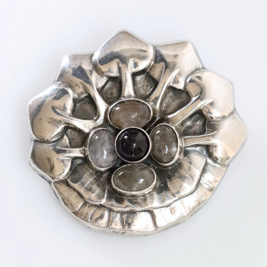 SOLD OUT: Vintage Georg Jensen Jewelry | Rare Amethyst Rose Quartz Brooch 64 - Carmel Fine Silver Jewelry