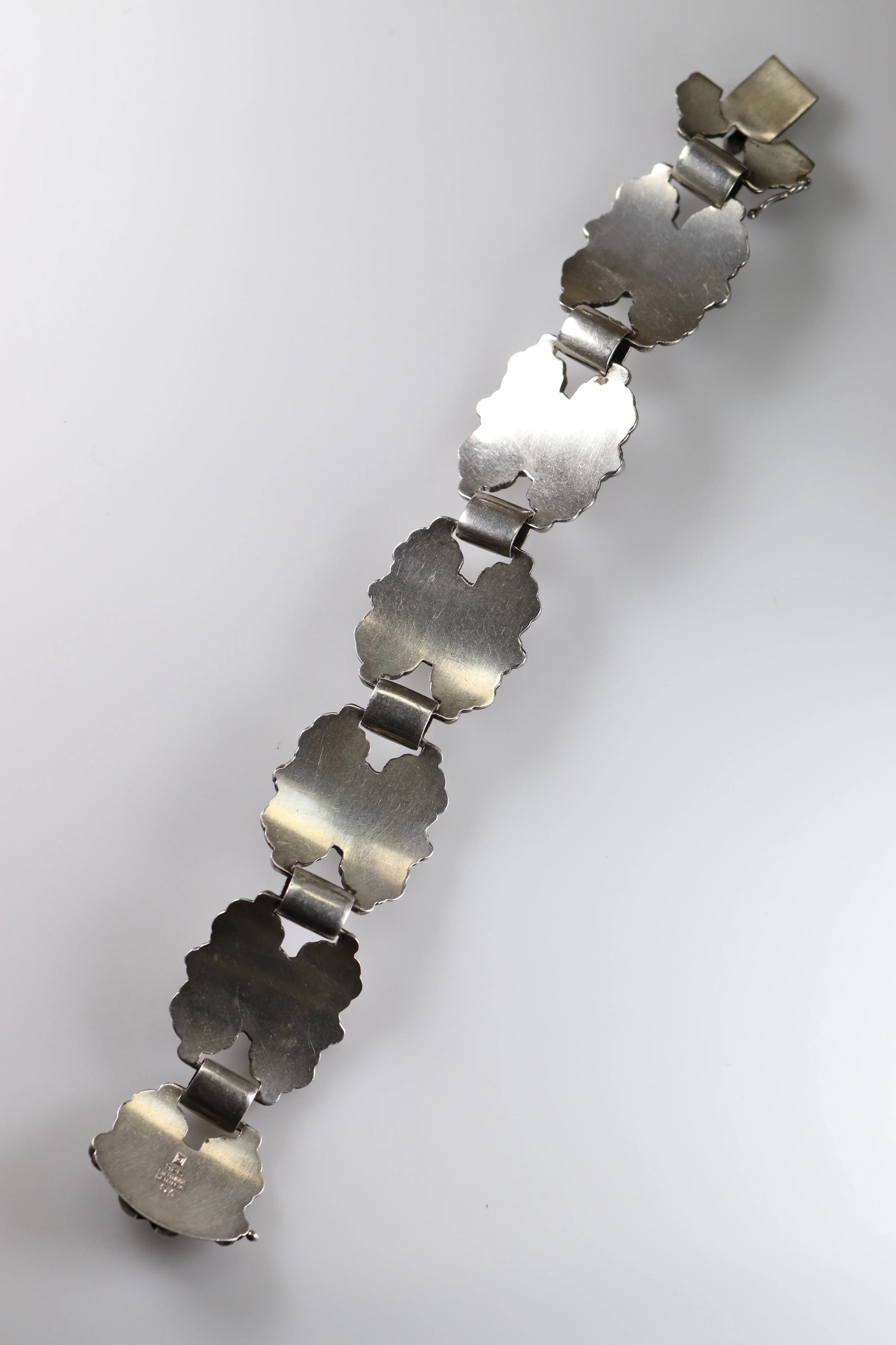 SOLD OUT: Vintage Georg Jensen Jewelry | Rare Art Nouveau Chrysoprase Floral Bracelet 61 Denmark - Carmel Fine Silver Jewelry