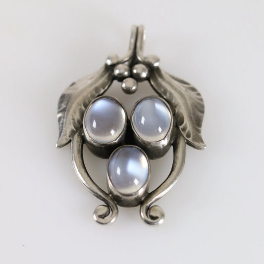 SOLD OUT: Vintage Georg Jensen Jewelry | Rare Foliate Moonstone Pendant - Carmel Fine Silver Jewelry