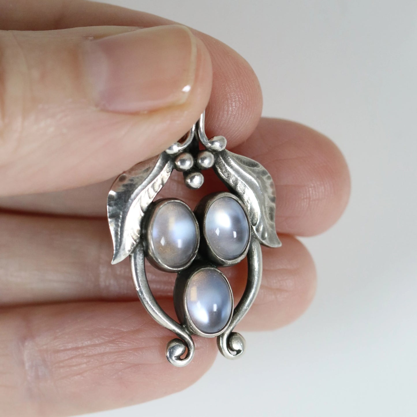SOLD OUT: Vintage Georg Jensen Jewelry | Rare Foliate Moonstone Pendant - Carmel Fine Silver Jewelry