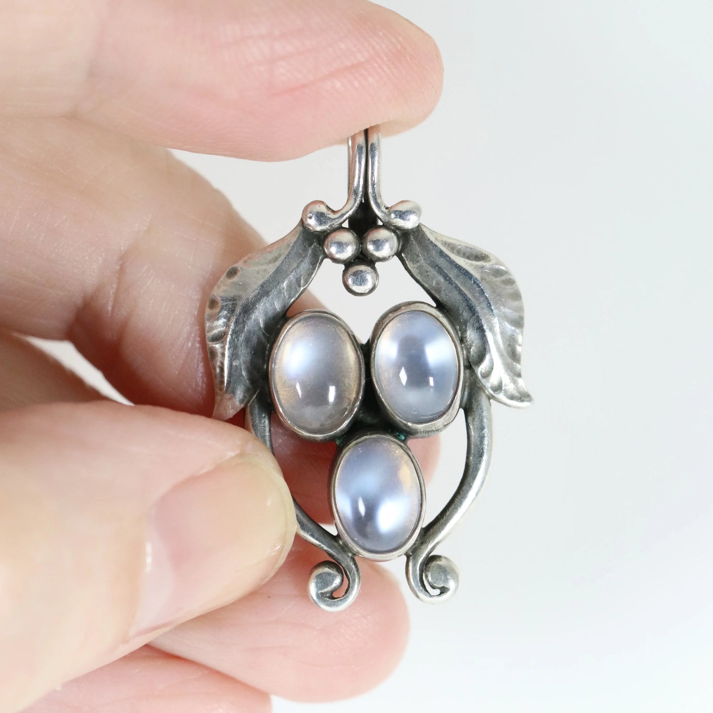 SOLD OUT: Vintage Georg Jensen Jewelry | Rare Foliate Moonstone Pendant - Carmel Fine Silver Jewelry