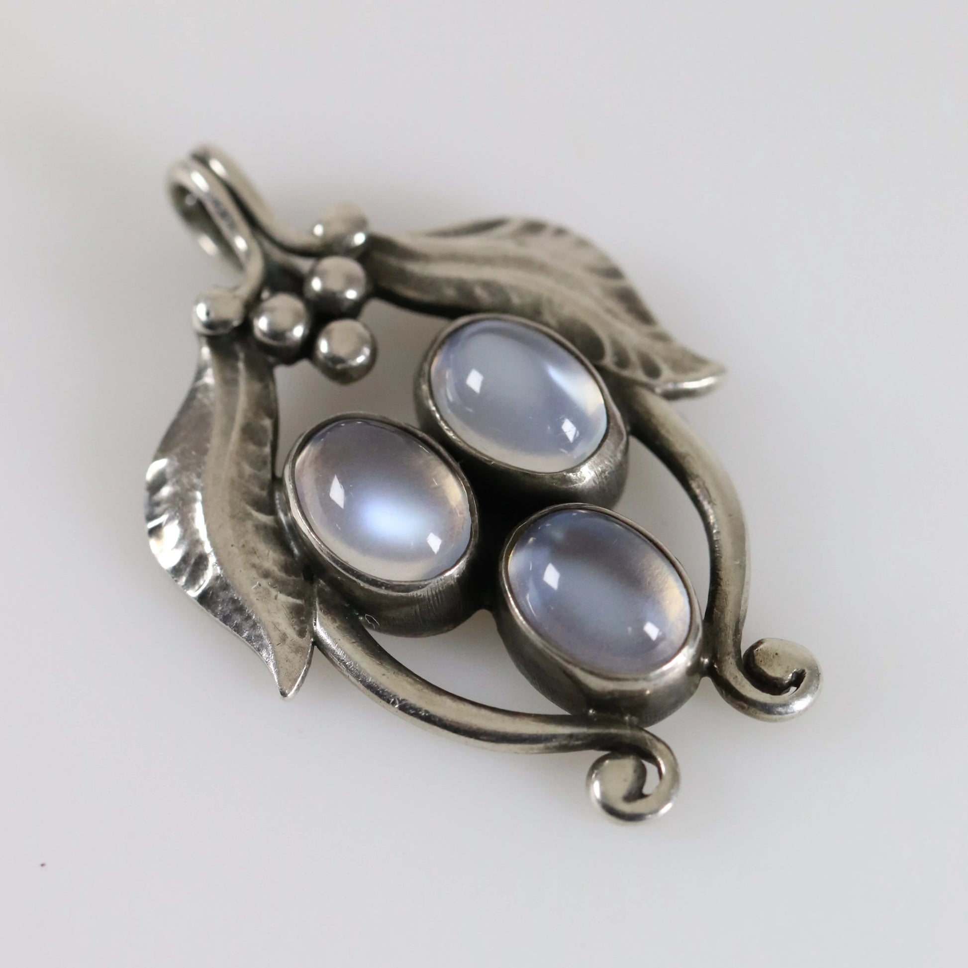 SOLD OUT: Vintage Georg Jensen Jewelry | Rare Foliate Moonstone Pendant - Carmel Fine Silver Jewelry