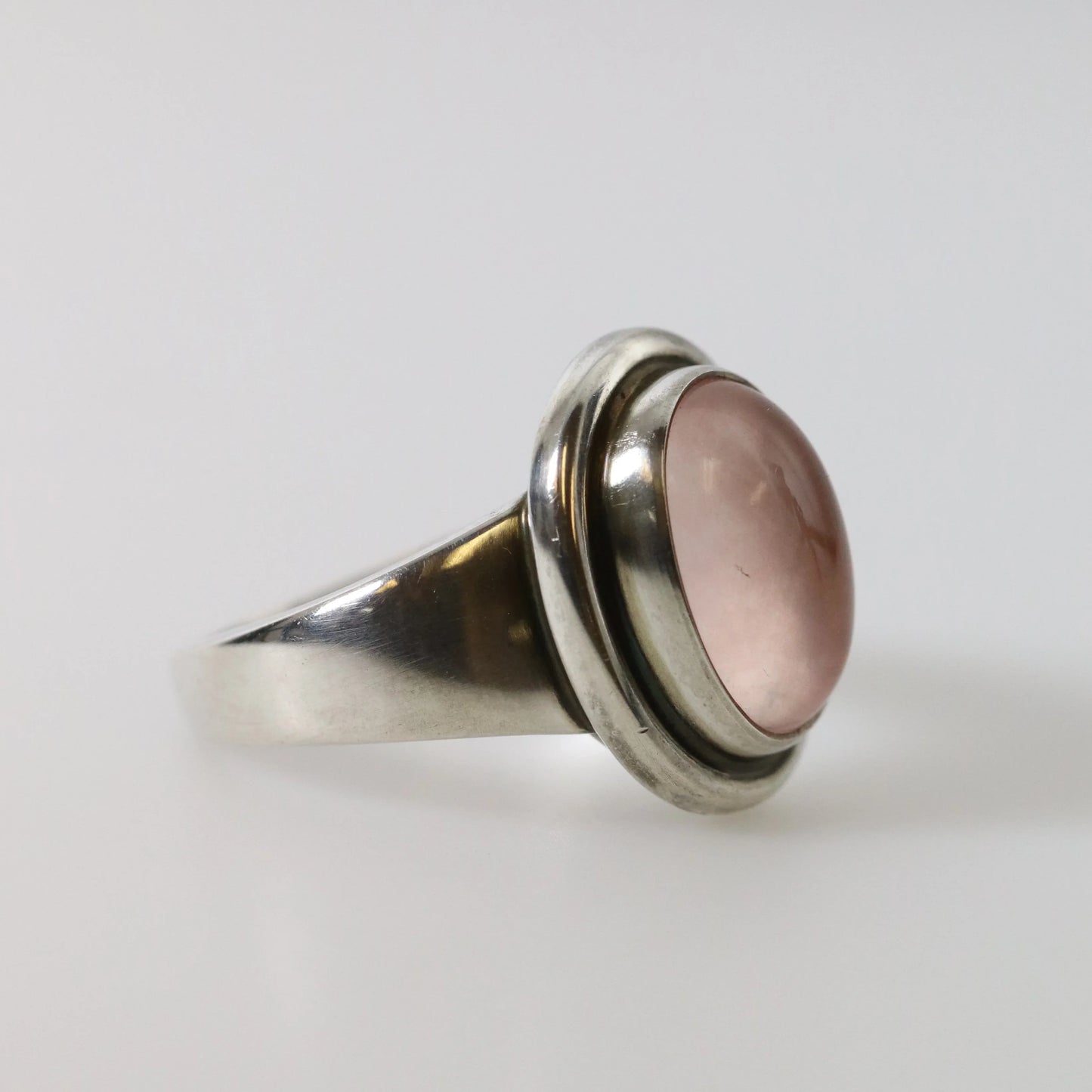 SOLD OUT: Vintage Georg Jensen Jewelry | Rose Quartz Ring 46B - Carmel Fine Silver Jewelry