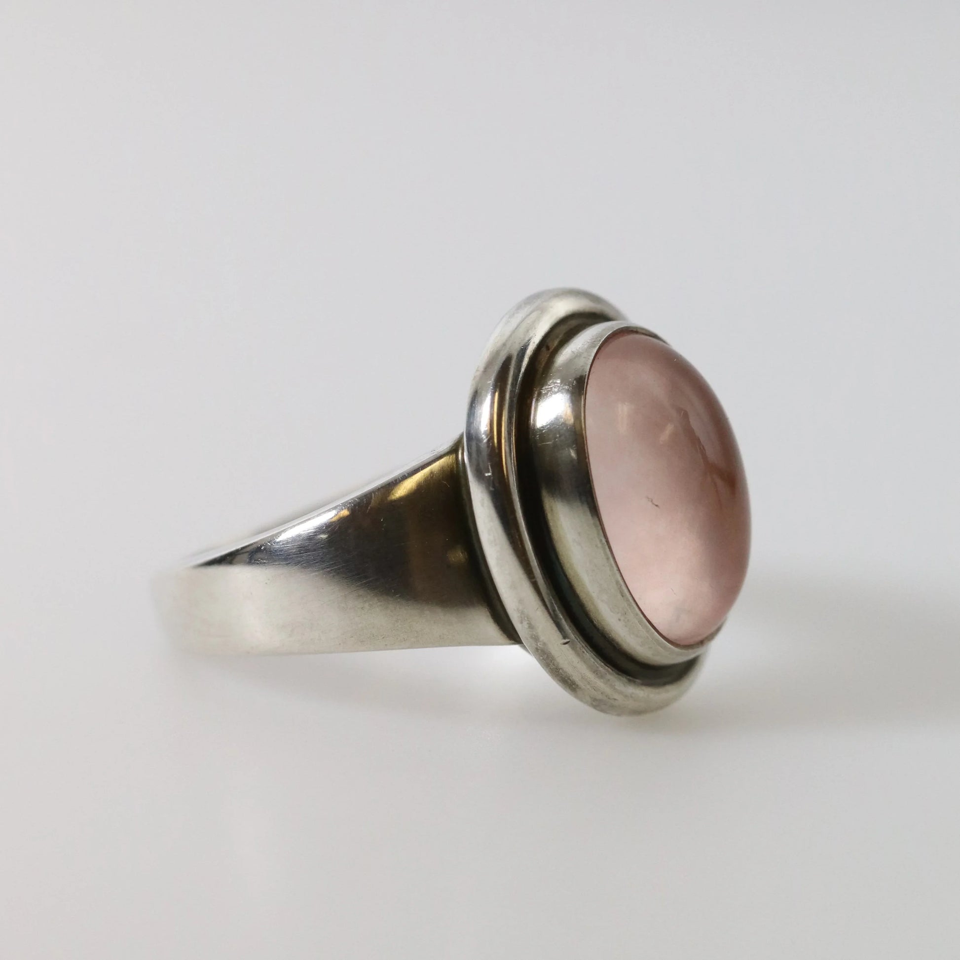 SOLD OUT: Vintage Georg Jensen Jewelry | Rose Quartz Ring 46B - Carmel Fine Silver Jewelry