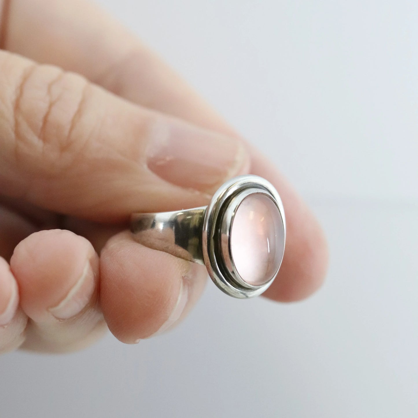 SOLD OUT: Vintage Georg Jensen Jewelry | Rose Quartz Ring 46B - Carmel Fine Silver Jewelry