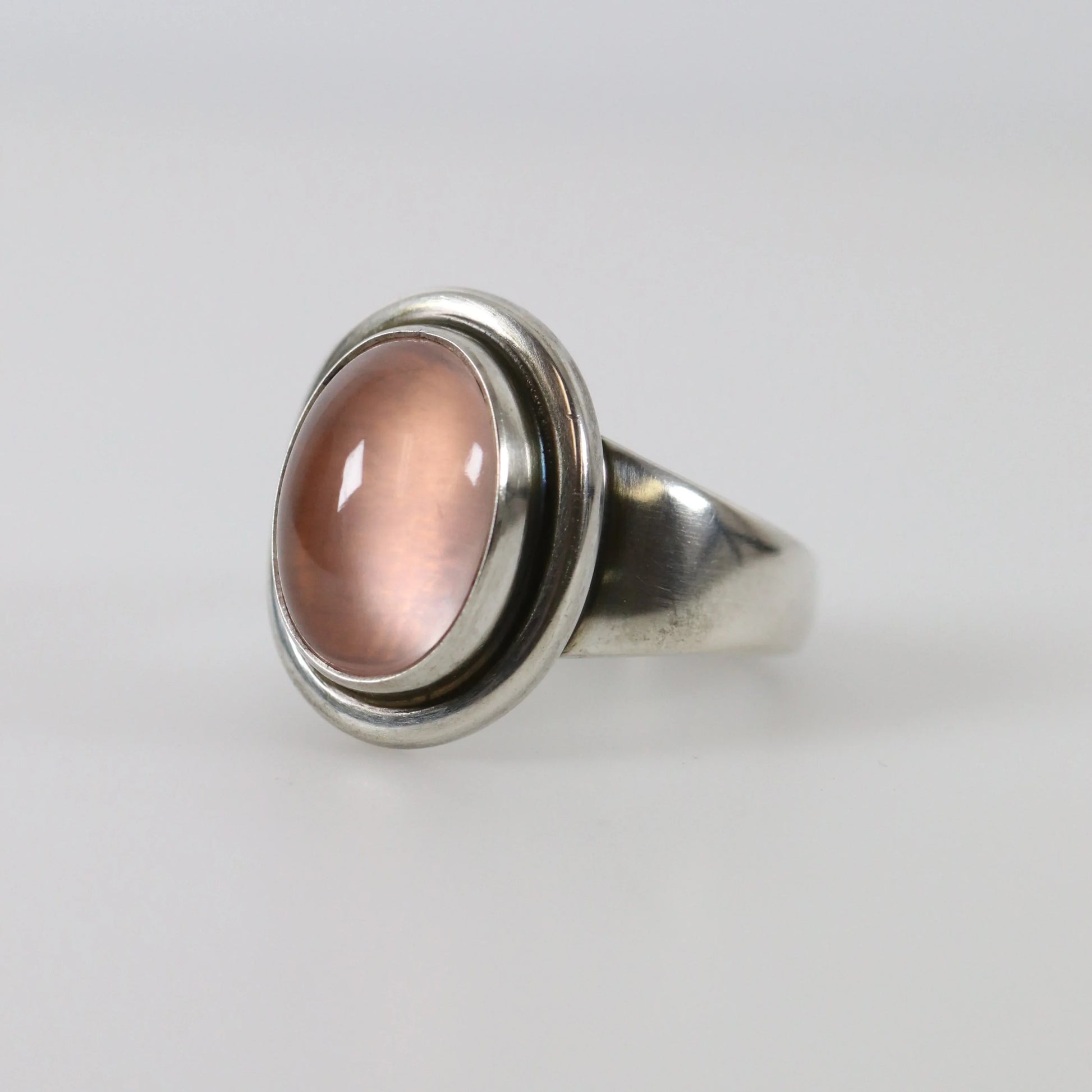 SOLD OUT: Vintage Georg Jensen Jewelry | Rose Quartz Ring 46B - Carmel Fine Silver Jewelry