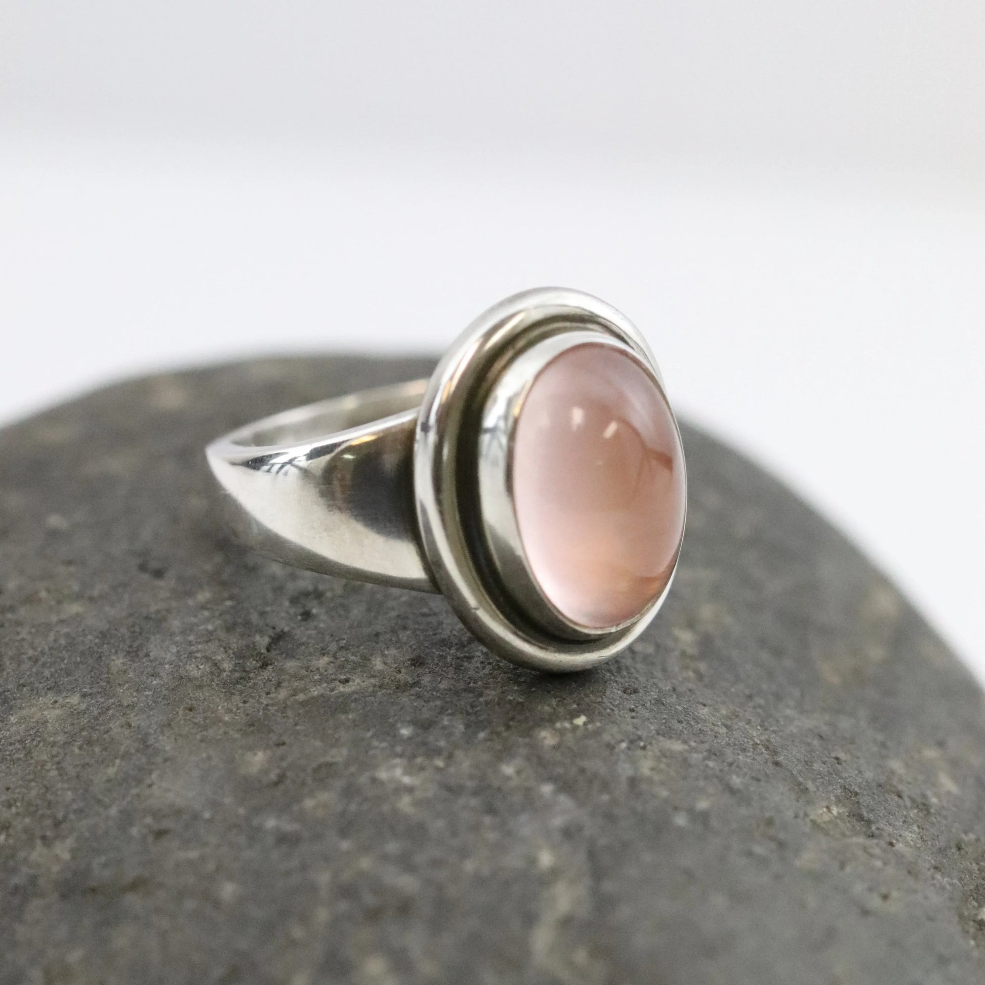 SOLD OUT: Vintage Georg Jensen Jewelry | Rose Quartz Ring 46B - Carmel Fine Silver Jewelry