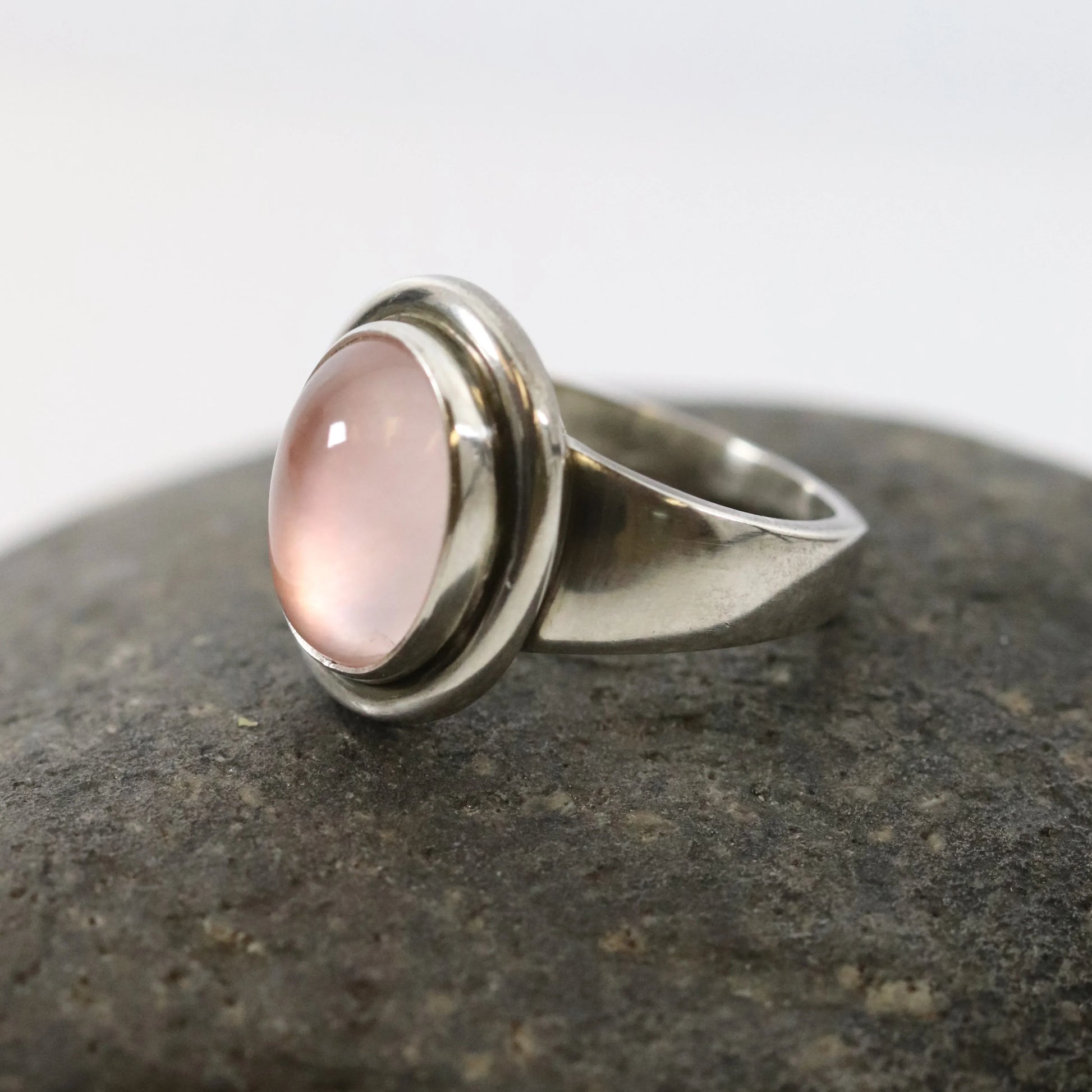 SOLD OUT: Vintage Georg Jensen Jewelry | Rose Quartz Ring 46B - Carmel Fine Silver Jewelry