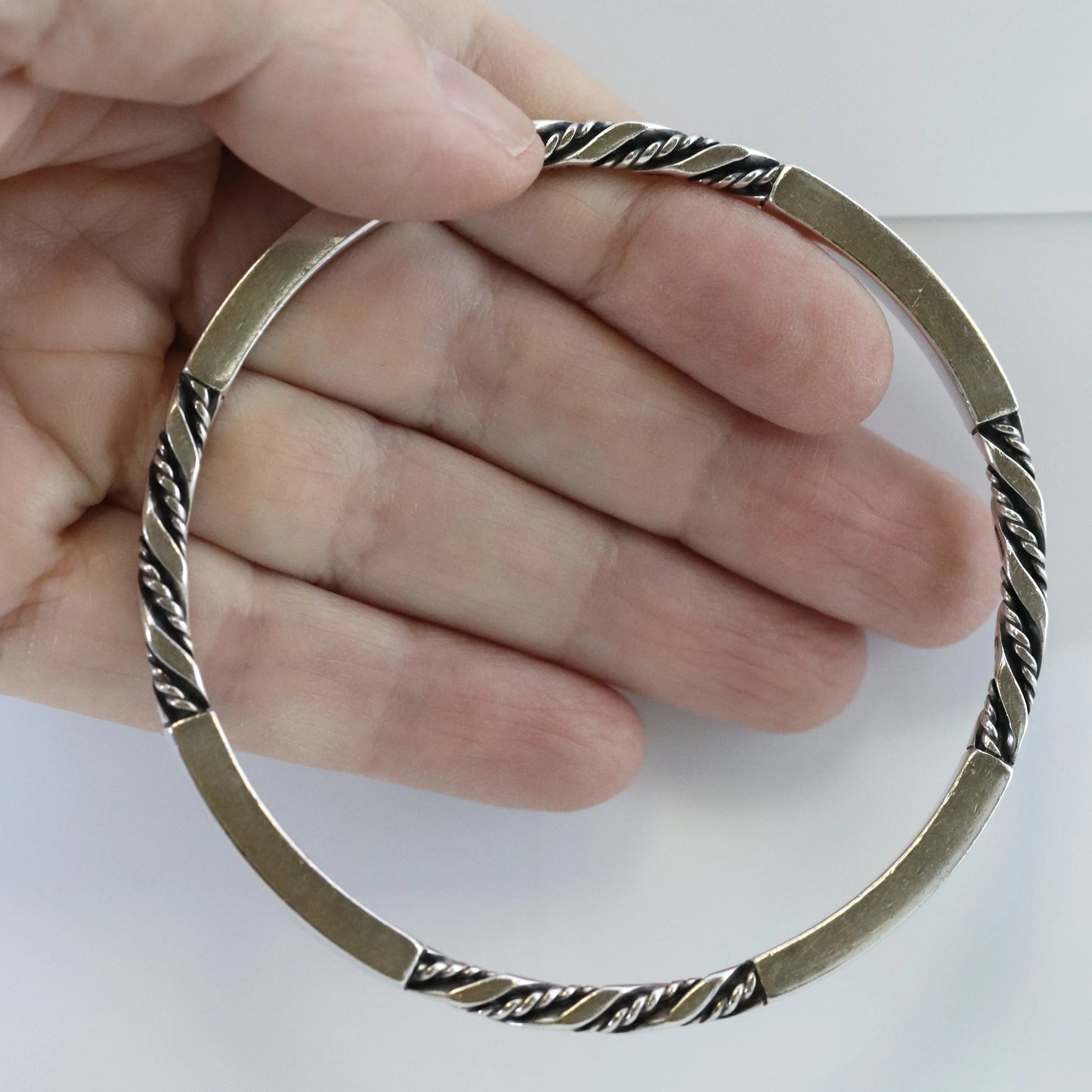 SOLD OUT: Vintage Georg Jensen Jewelry | Solid Twist and Bar Bangle 17C - Carmel Fine Silver Jewelry