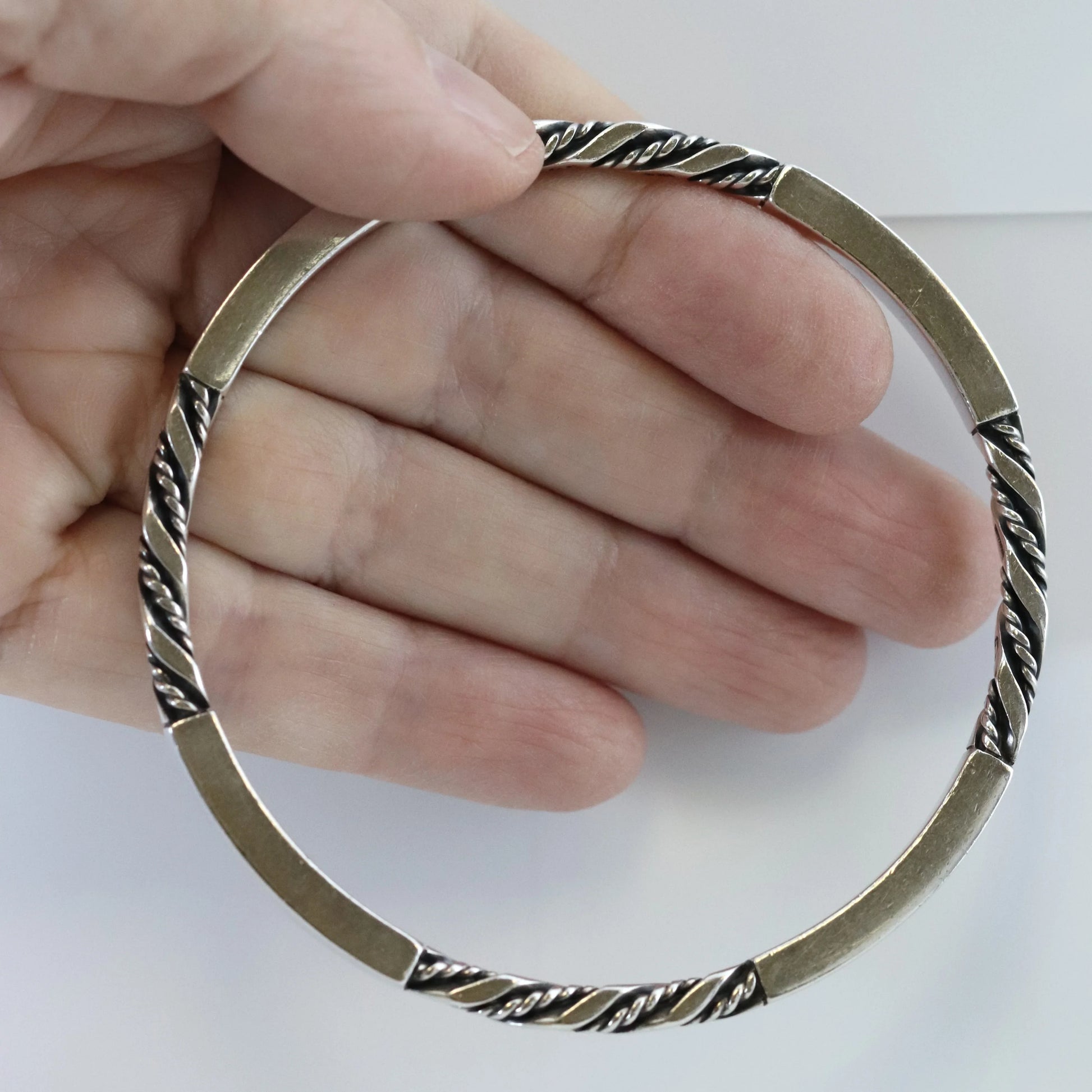 SOLD OUT: Vintage Georg Jensen Jewelry | Solid Twist and Bar Bangle 17C - Carmel Fine Silver Jewelry