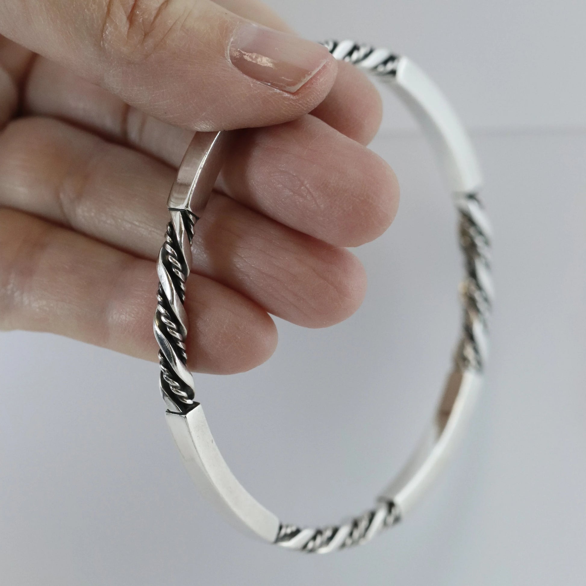 SOLD OUT: Vintage Georg Jensen Jewelry | Solid Twist and Bar Bangle 17C - Carmel Fine Silver Jewelry