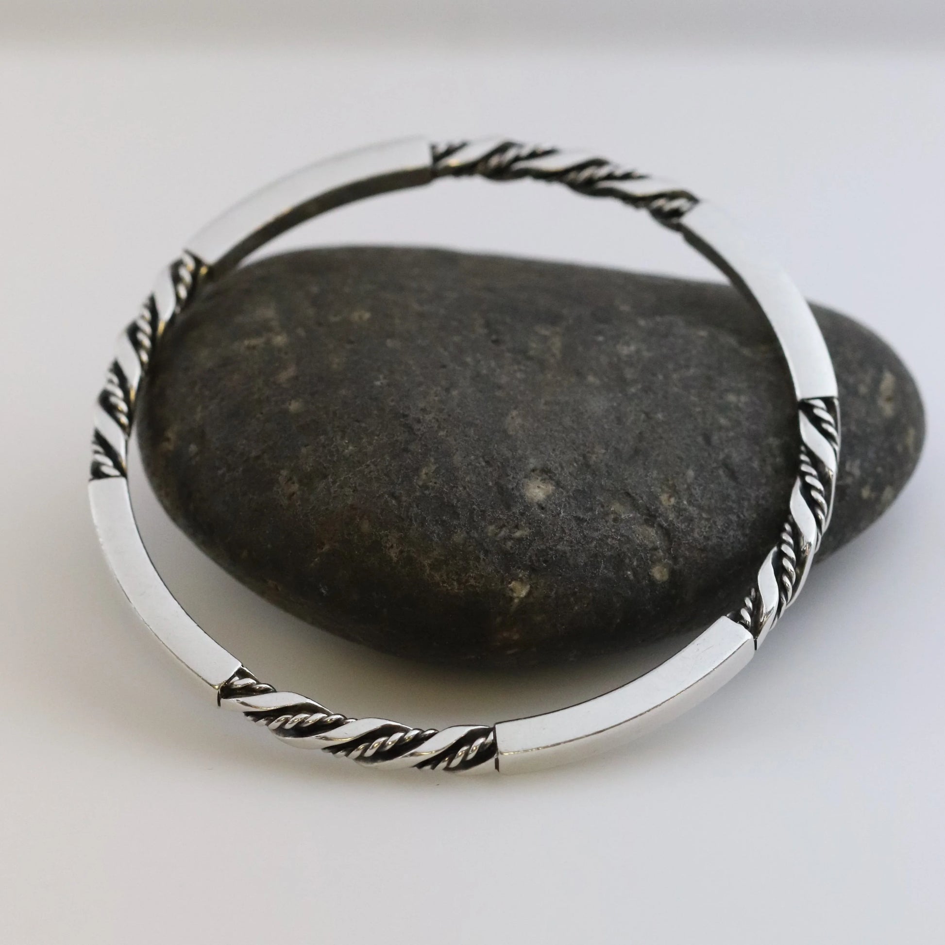 SOLD OUT: Vintage Georg Jensen Jewelry | Solid Twist and Bar Bangle 17C - Carmel Fine Silver Jewelry