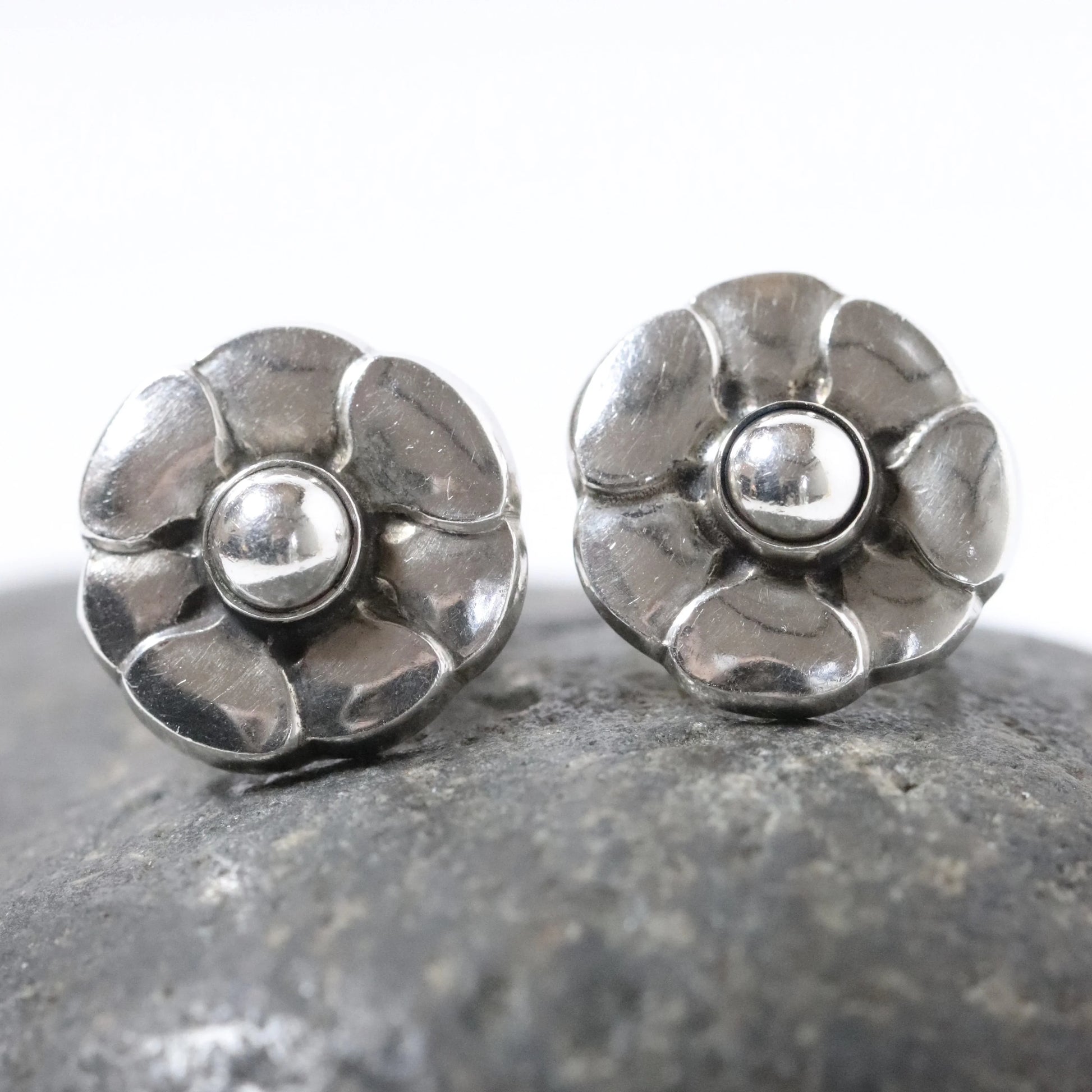 SOLD OUT: Vintage Georg Jensen Jewelry | Sterling Silver Floral Earrings 36 Denmark - Carmel Fine Silver Jewelry