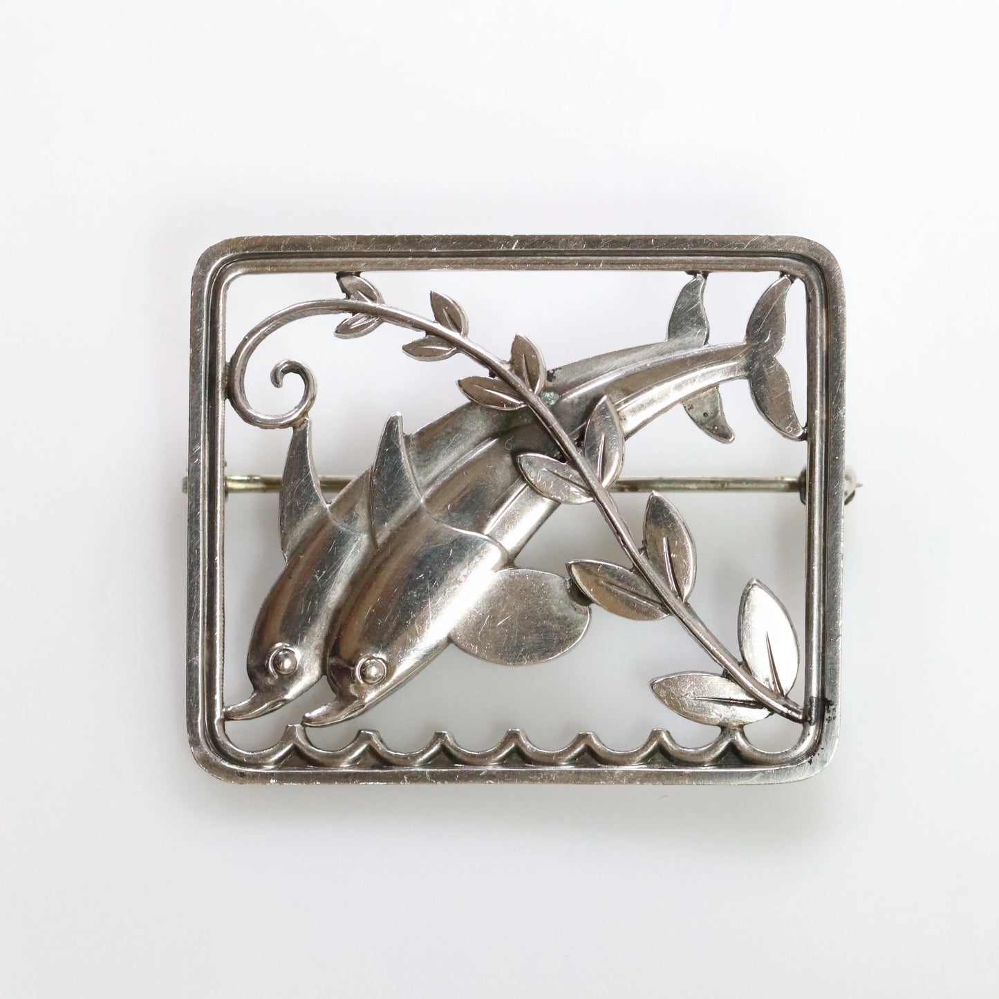 SOLD OUT: Vintage Georg Jensen Jewelry | Twin Dolphins and Ivy Brooch 251 by Arno Malinowski - Carmel Fine Silver Jewelry