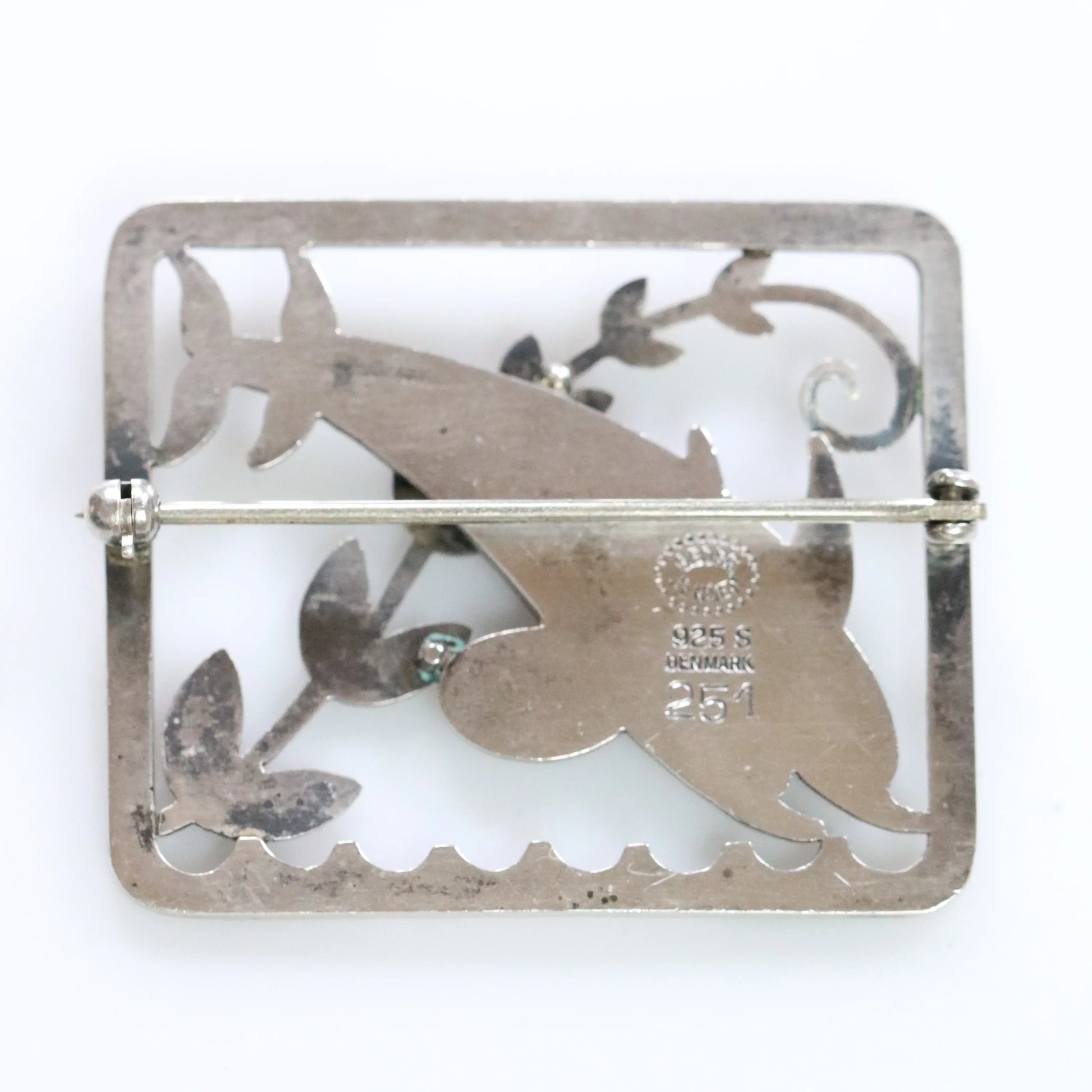 SOLD OUT: Vintage Georg Jensen Jewelry | Twin Dolphins and Ivy Brooch 251 by Arno Malinowski - Carmel Fine Silver Jewelry
