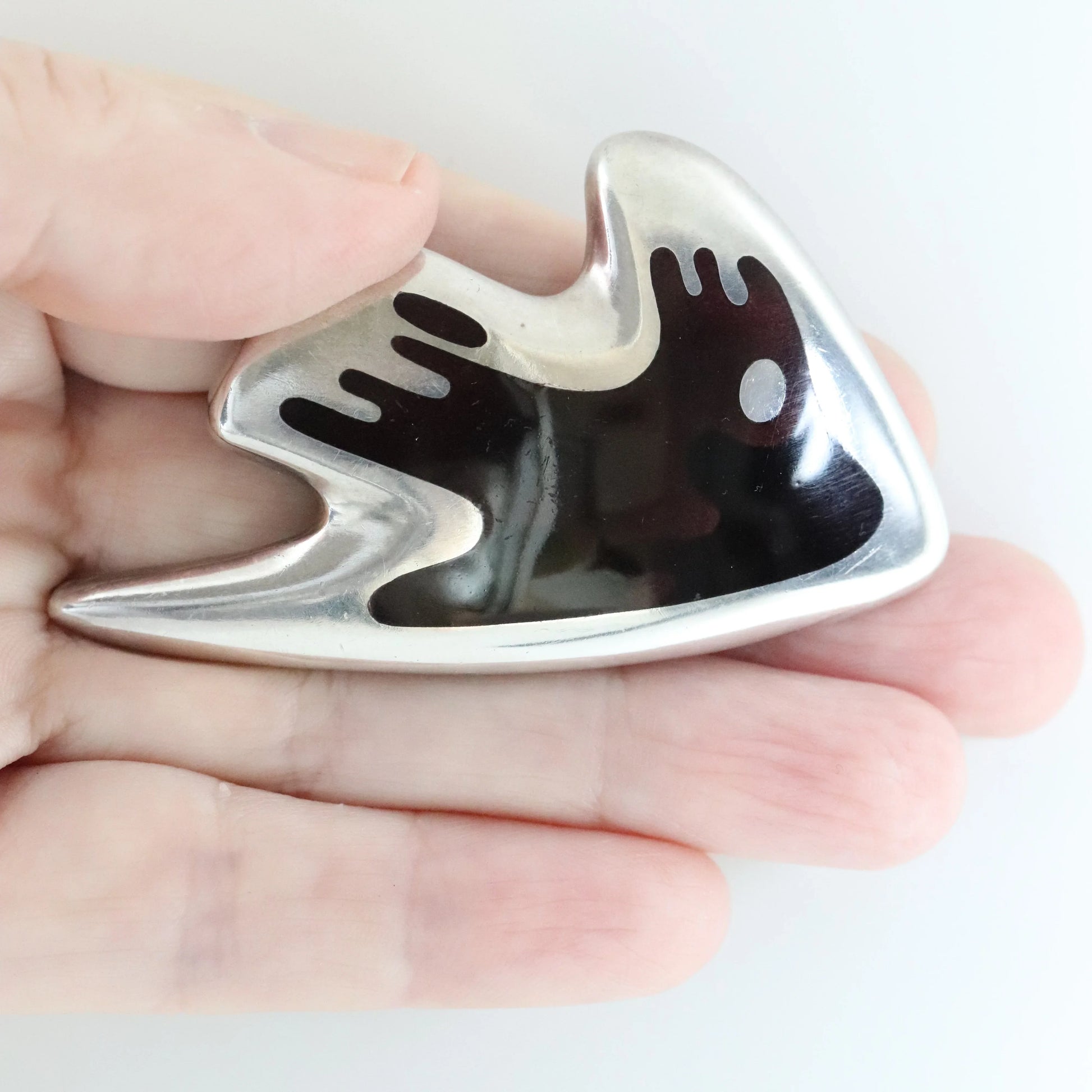 SOLD OUT: Vintage Georg Jensne Jewelry | Enamel Fish Modernist Silver Vintage Brooch 307 - Carmel Fine Silver Jewelry
