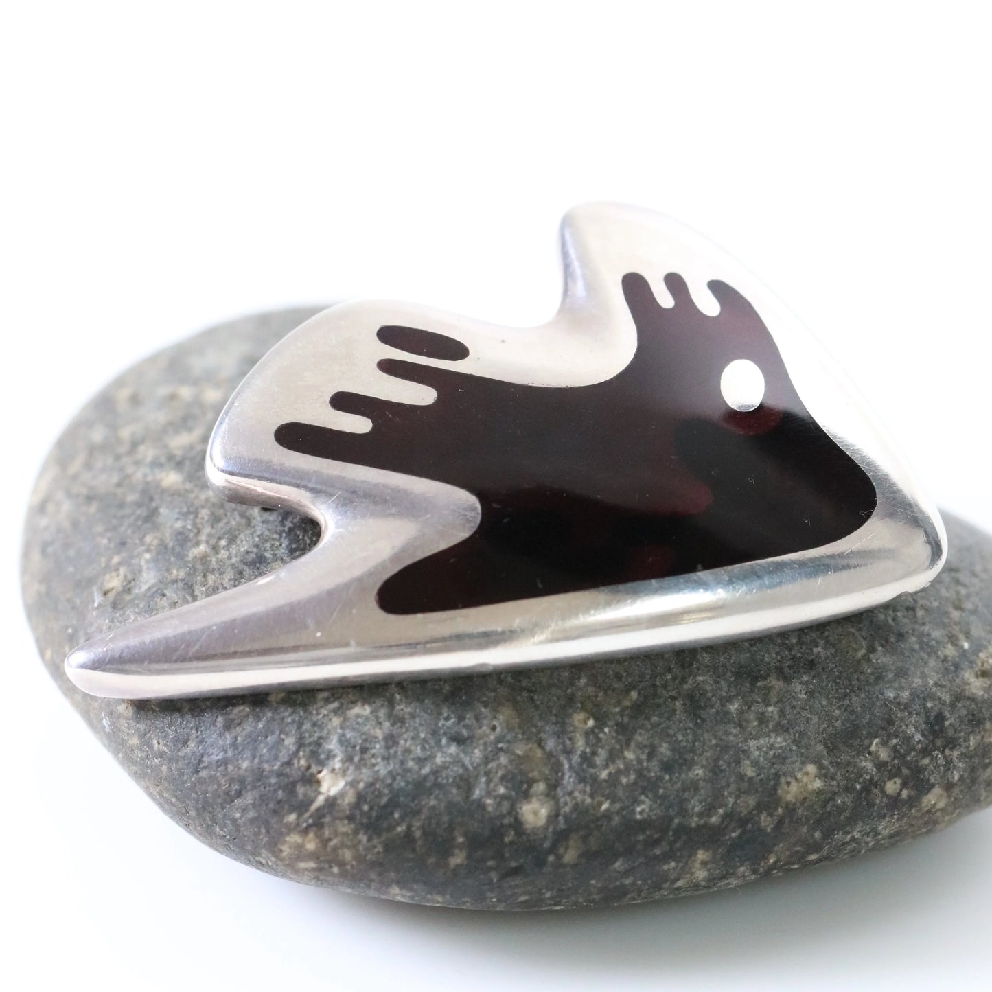 SOLD OUT: Vintage Georg Jensne Jewelry | Enamel Fish Modernist Silver Vintage Brooch 307 - Carmel Fine Silver Jewelry