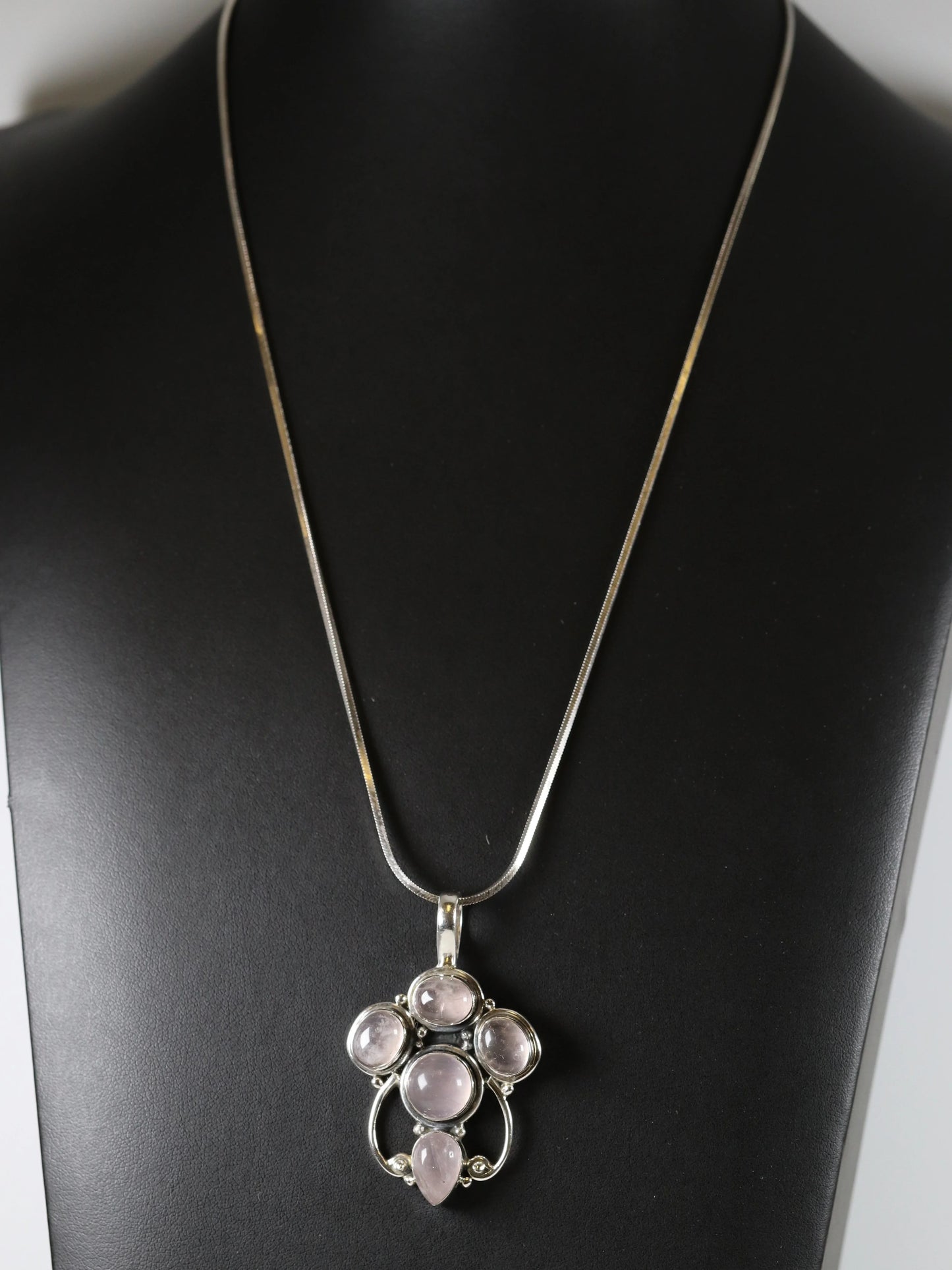 SOLD OUT: Vintage Handcrafted Silver Jewelry | Danish Style Rose Quartz Pendant - Carmel Fine Silver Jewelry