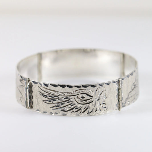 SOLD OUT: Vintage Handcrafted Silver Jewelry | Etched Sterling Silver Bangle - Carmel Fine Silver Jewelry