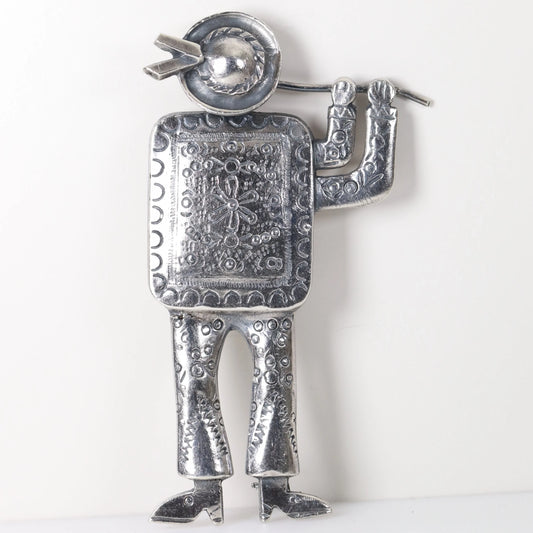 SOLD OUT: Vintage Handcrafted Silver Jewelry | Flute Player Estate Brooch - Carmel Fine Silver Jewelry