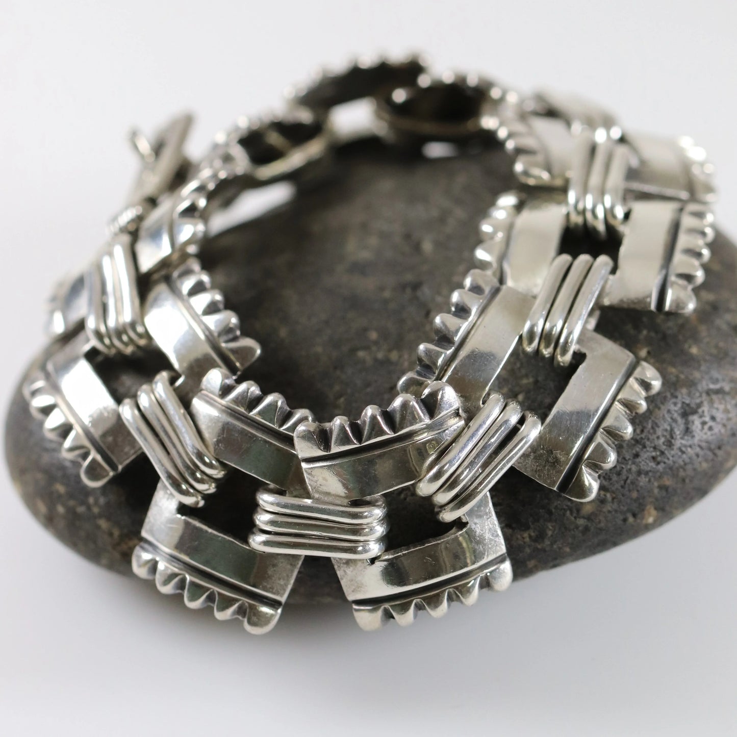 SOLD OUT: Vintage Hector Aguilar Jewelry | Hector Aguilar Fringe Bracelet Taxco Mexico (7 1/2") - Carmel Fine Silver Jewelry