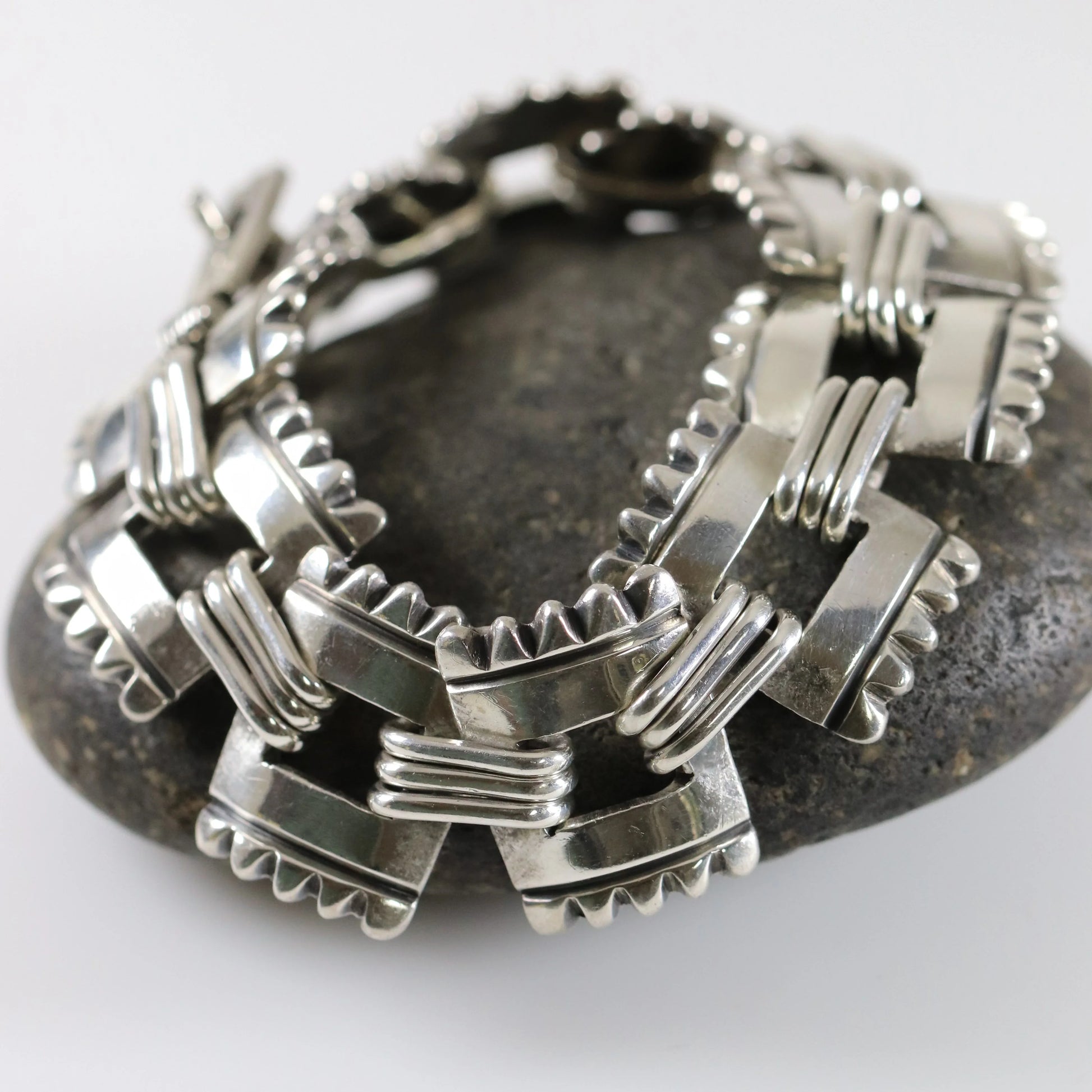 SOLD OUT: Vintage Hector Aguilar Jewelry | Hector Aguilar Fringe Bracelet Taxco Mexico (7 1/2") - Carmel Fine Silver Jewelry